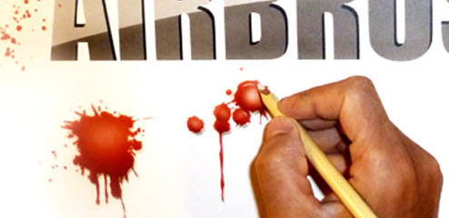 Harder and Steenbeck Airbrushing stencil Blood Splash